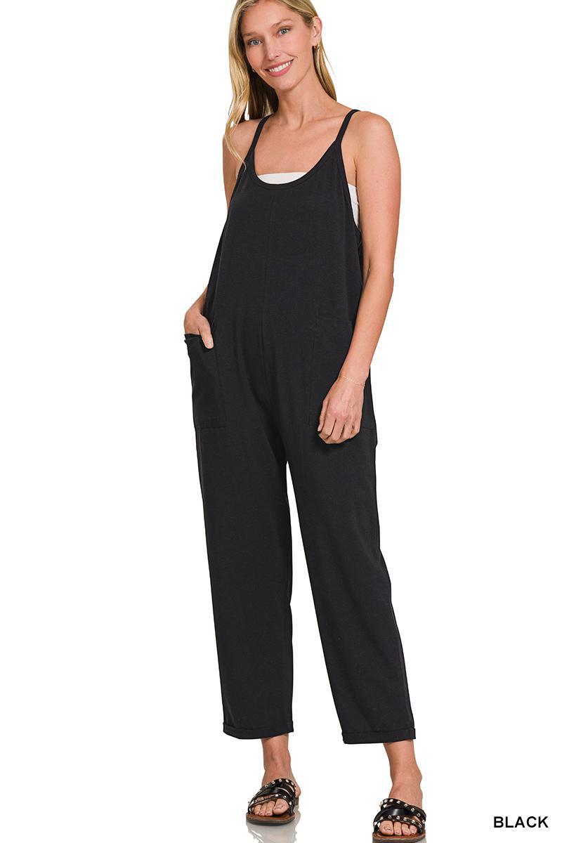 Zenana CP-3363A5 Spaghetti Strap Pocketed Jumpsuit
