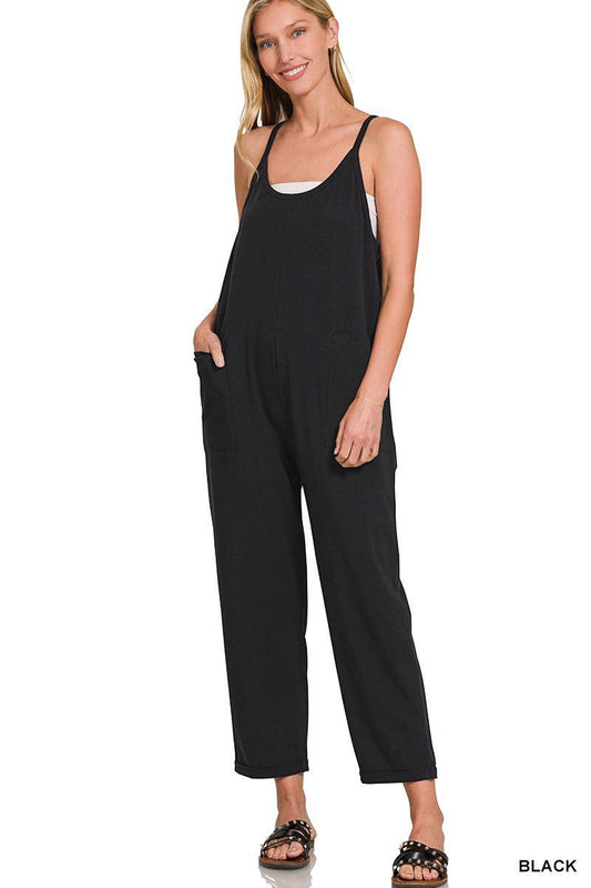 Zenana CP-3363A5 Spaghetti Strap Pocketed Jumpsuit