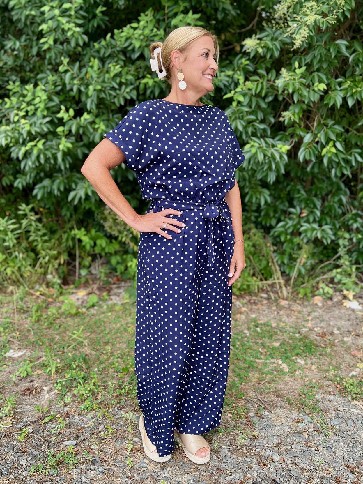 Navy Polka Jumpsuit