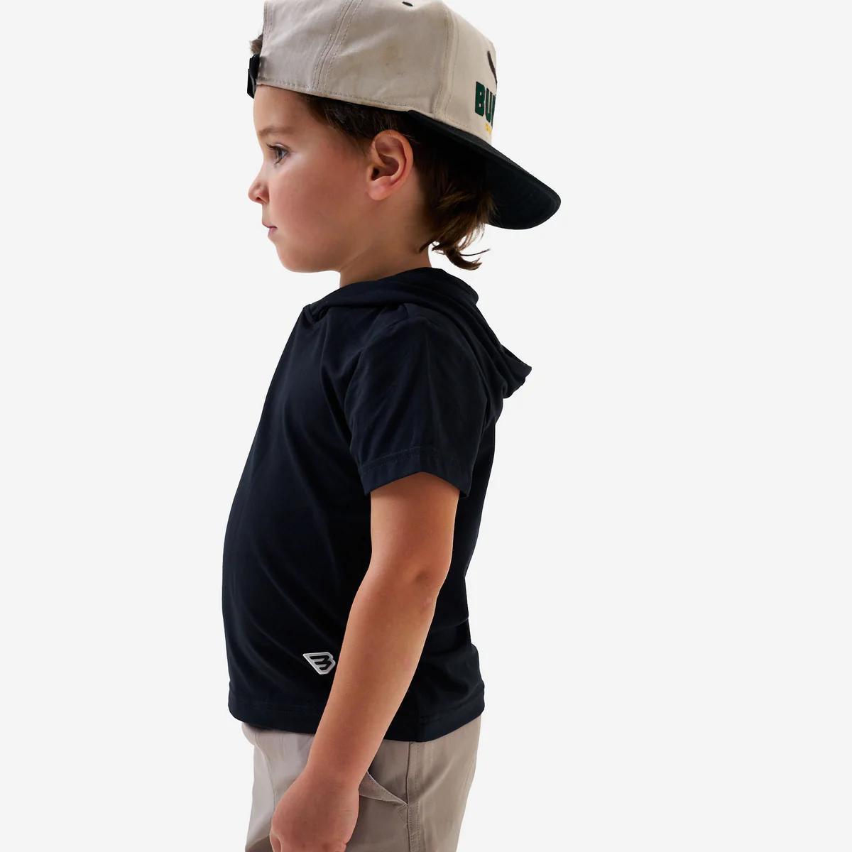 BURLEBO Youth Short Sleeve Performance Hoodie - Black