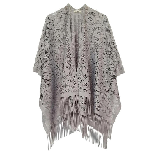 Floral Lace Kimono with Fringe