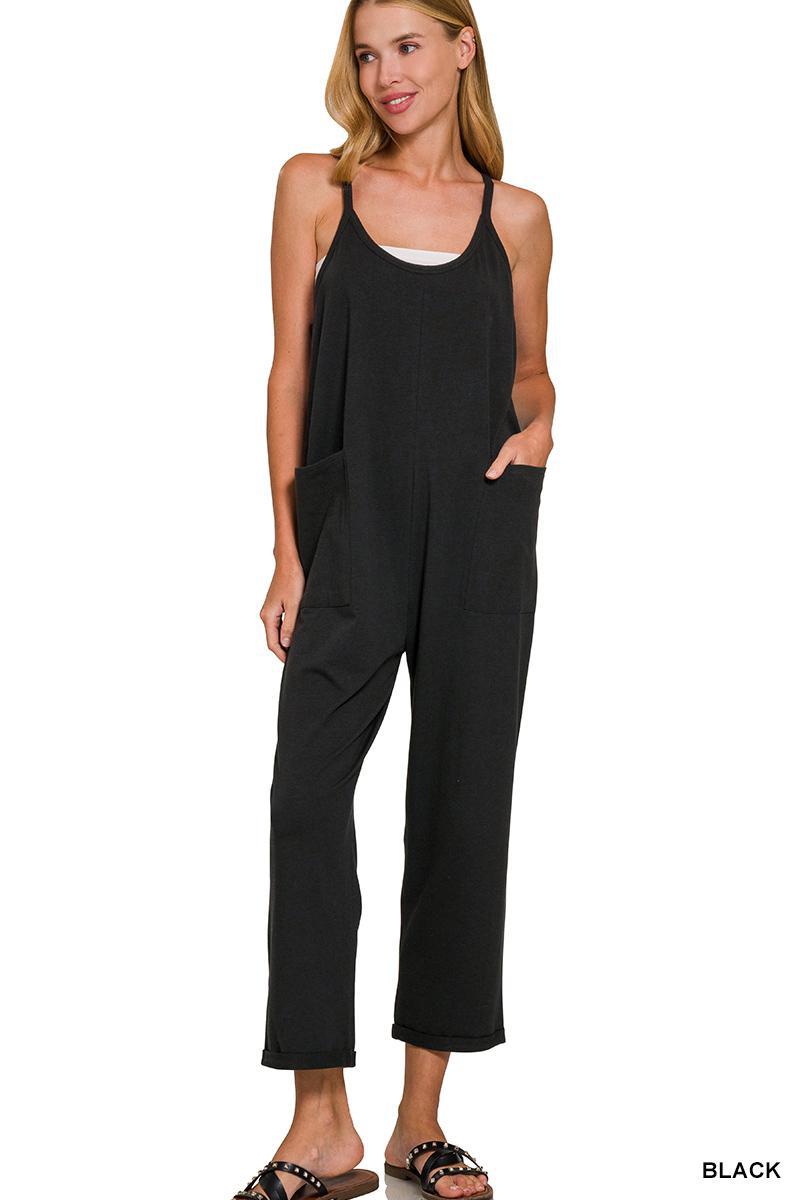 Zenana CP-3363A5 Spaghetti Strap Pocketed Jumpsuit