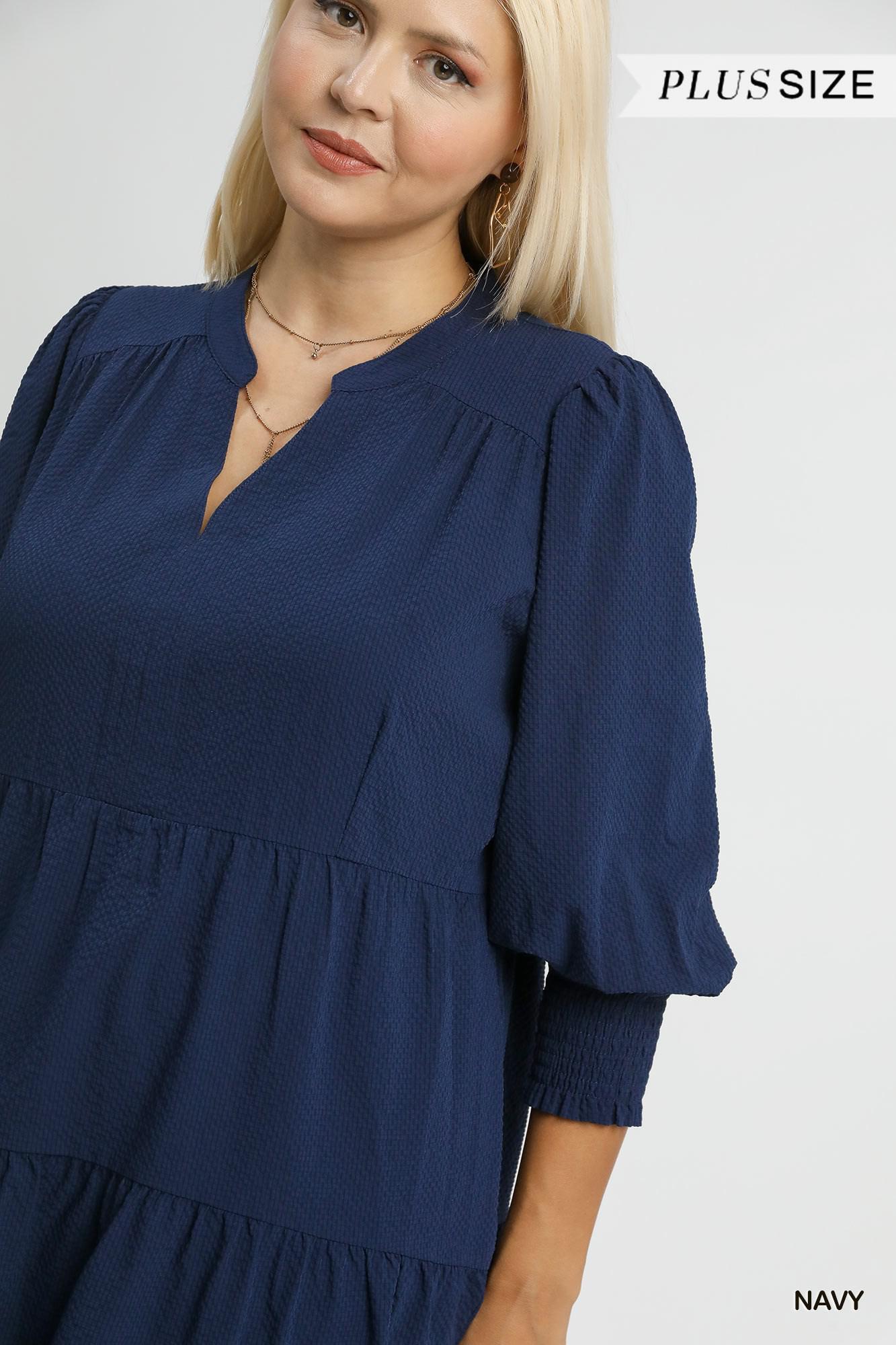 Umgee Textured Tiered Midi Dress