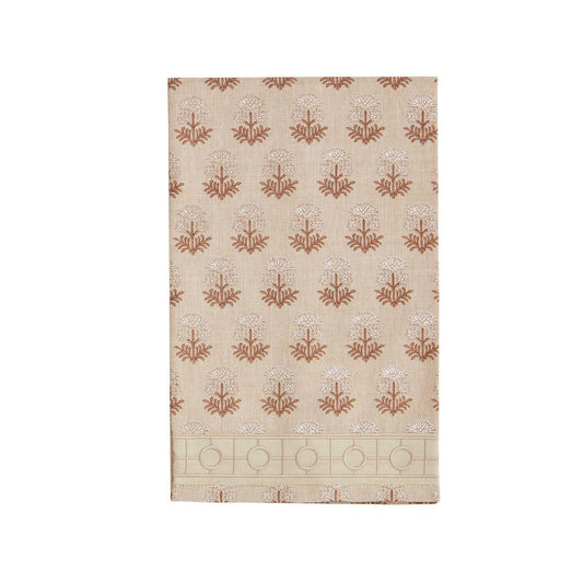 Flower Stem Block Print Ribbon Towel