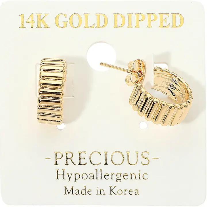 Hypoallergenic Ribbed Mini Hoop Earrings