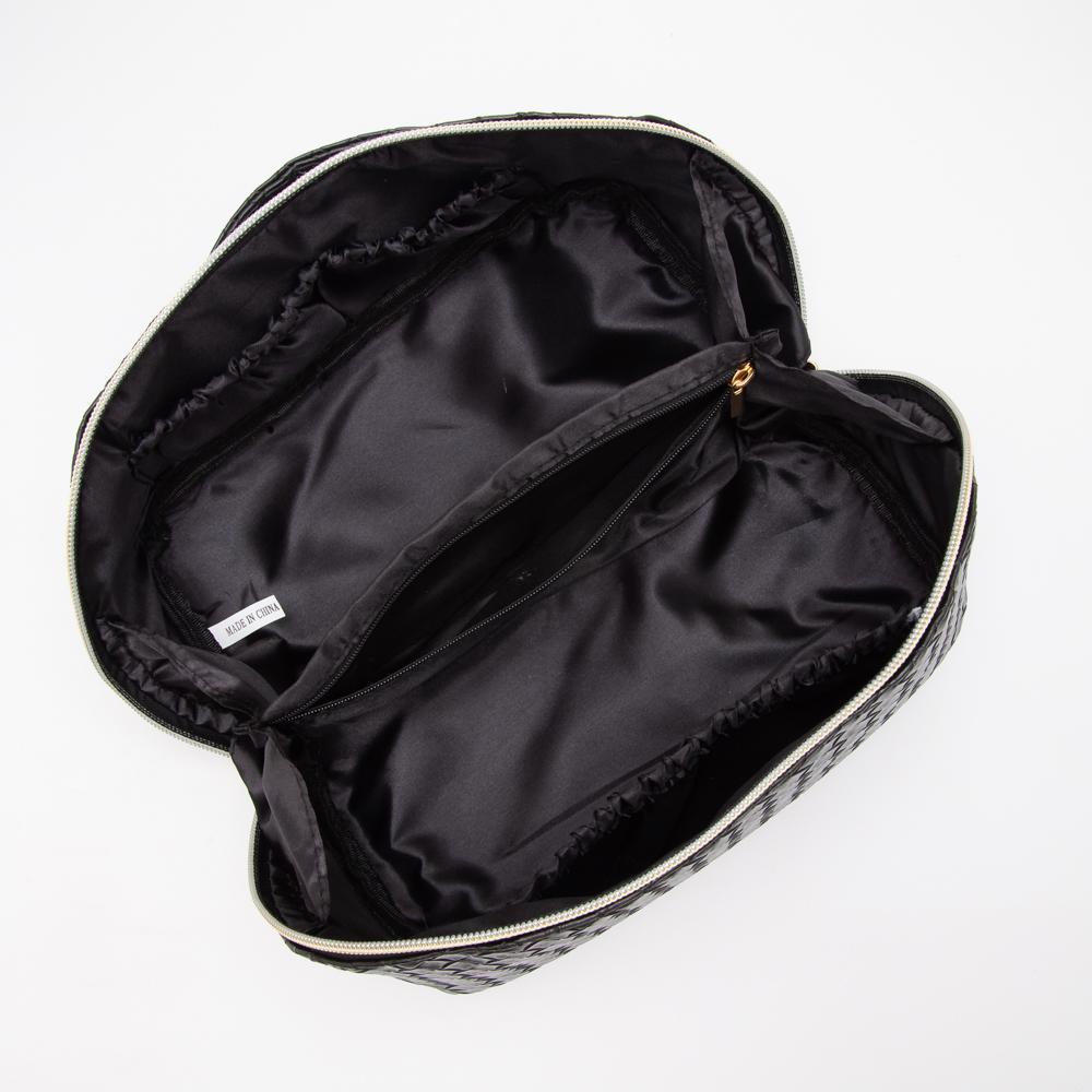 The Juliette Woven Vegan Leather Satin Lined Makeup Bag