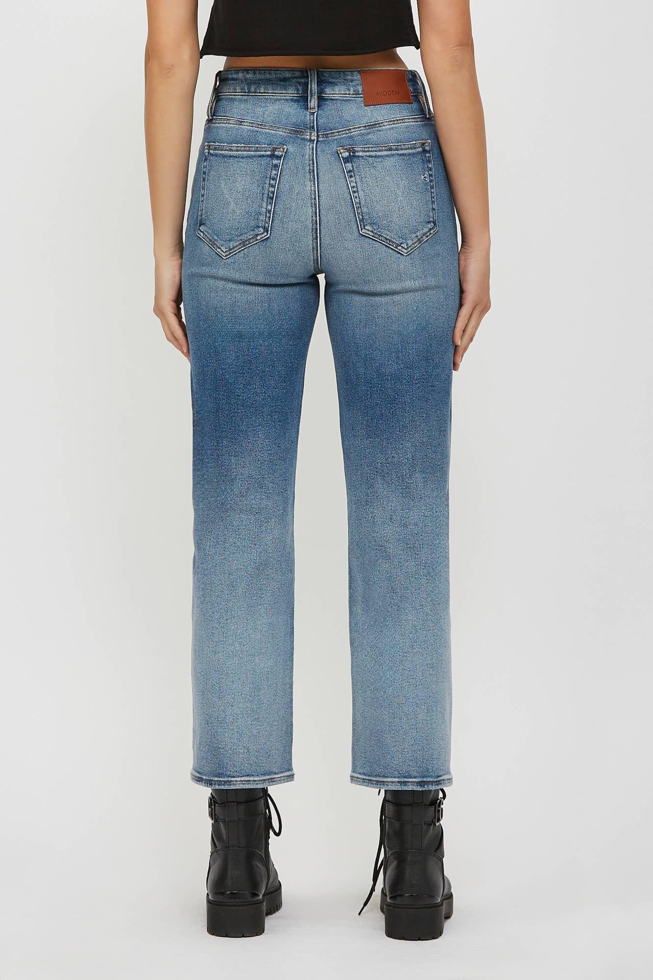 HIDDEN Medium Wash Clean Stretch Wide Straight
