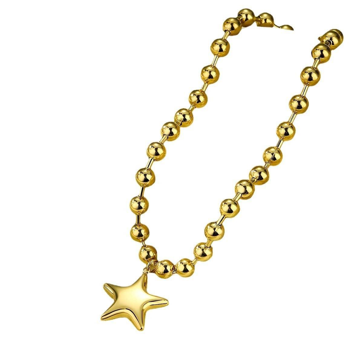 PUFFY STAR CHUNKY BALL CHAIN STATEMENT NECKLACE | 40NK9584