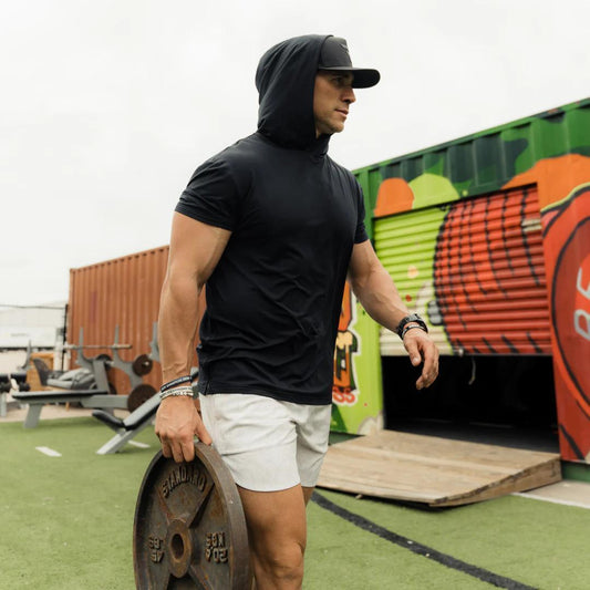 BURLEBO Short Sleeve Performance Hoodie - Black