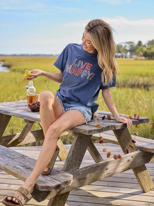 NL Live Happy Take It In Cotton Applique Tee