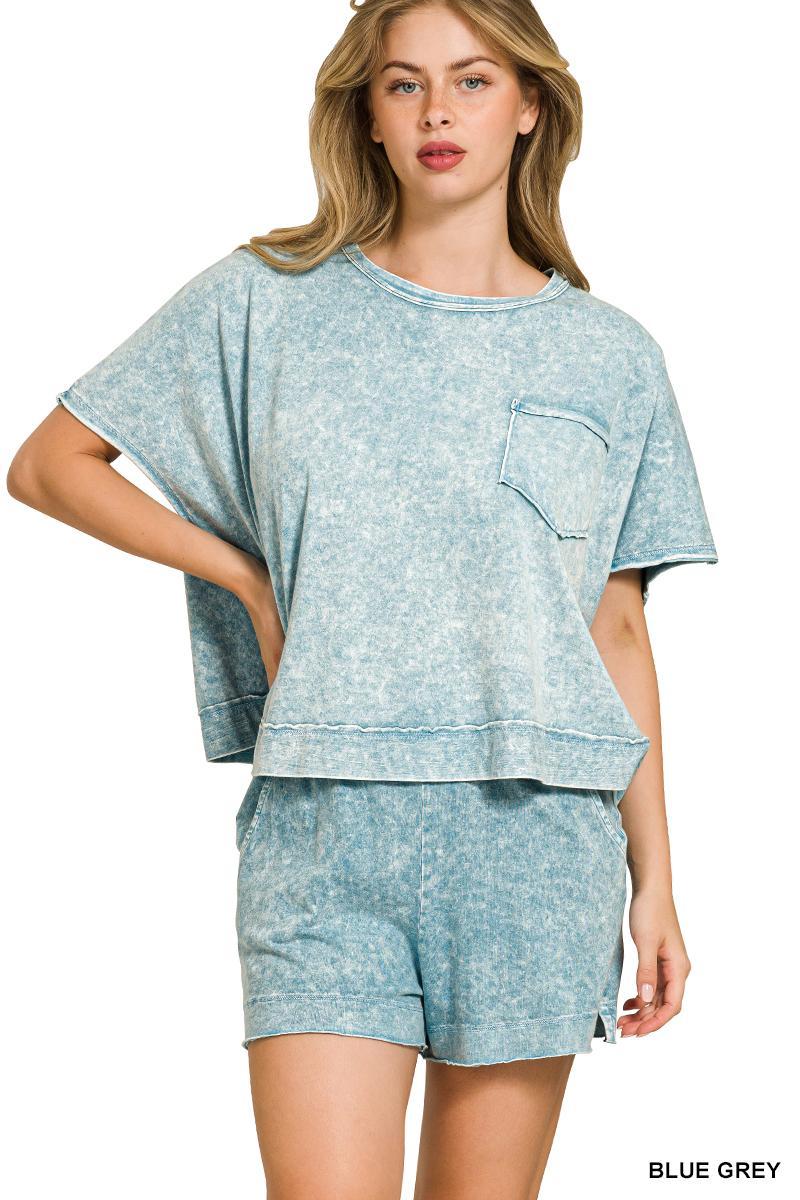 Zenana #CTCPW-3529A5 Wash Boxy Short & Top Set