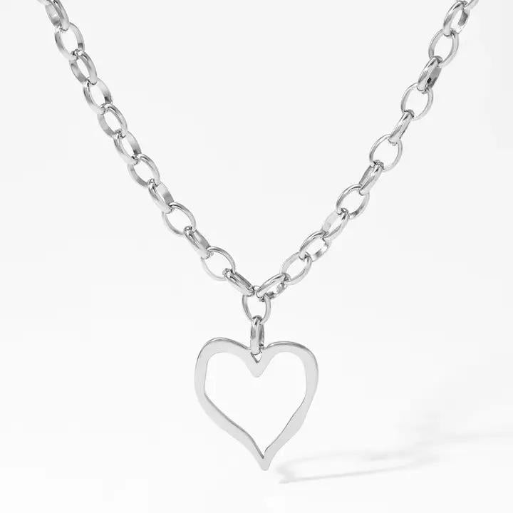 Jossyln 18K Stainless Steel Tarnish Free Heart Necklace | 40NK9564