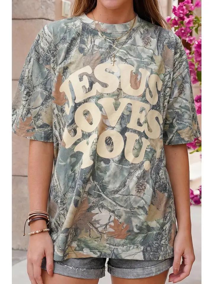 Camo Woodland Love Like Jesus Casual Tee