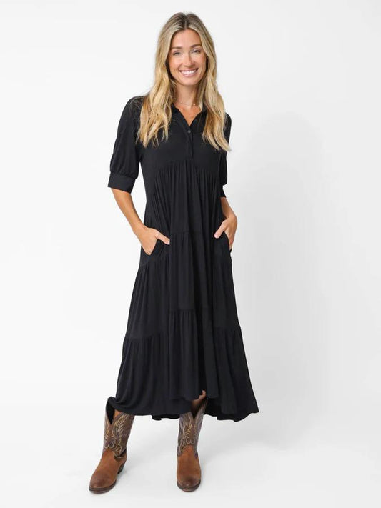 Natural Life Rebecca "ButterSoft" Midi Dress Black