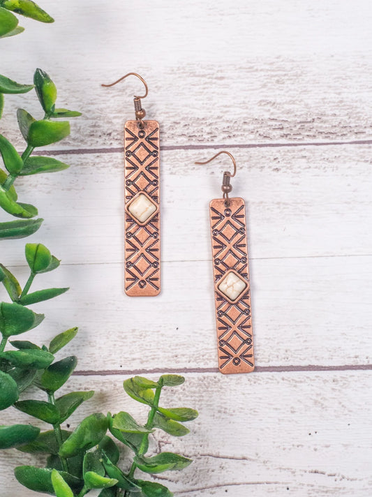 Rock All Night Copper Dangle Earrings