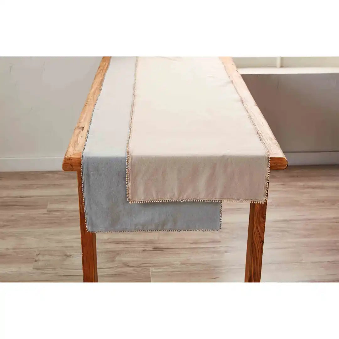 Gray Pom Table Runner